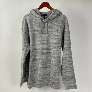 Men's Banana Republic Pullover Waffle Weave Hoodie, Heathered Black/Grey, XL
